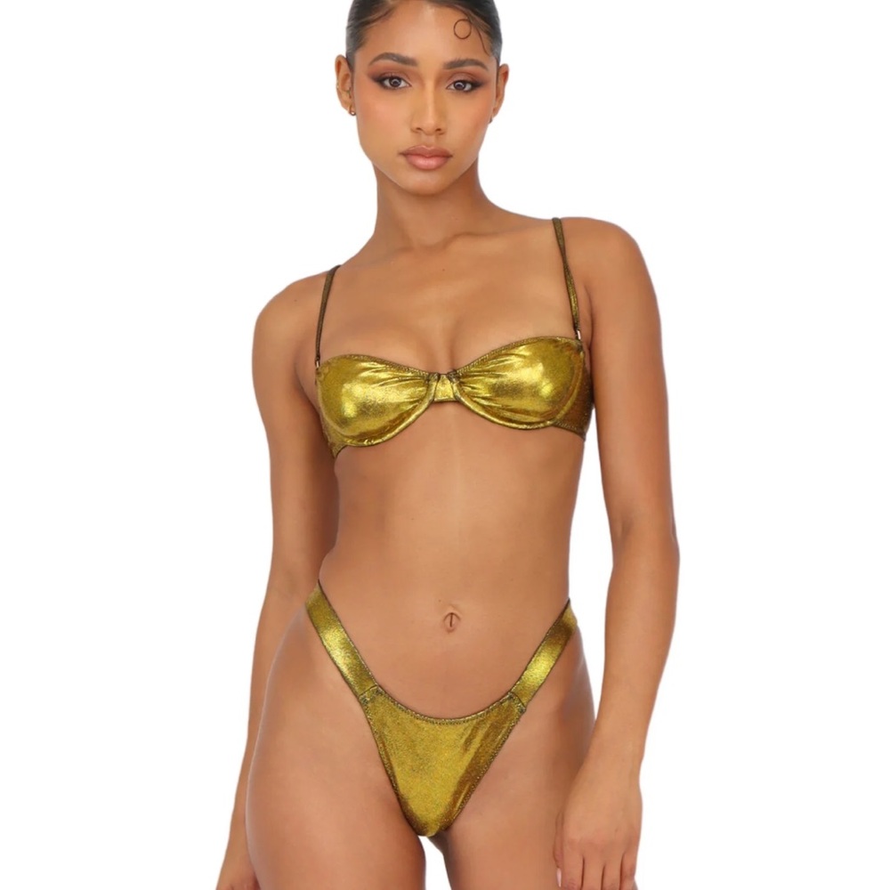 Melissa Simone metallic bikini swimsuit